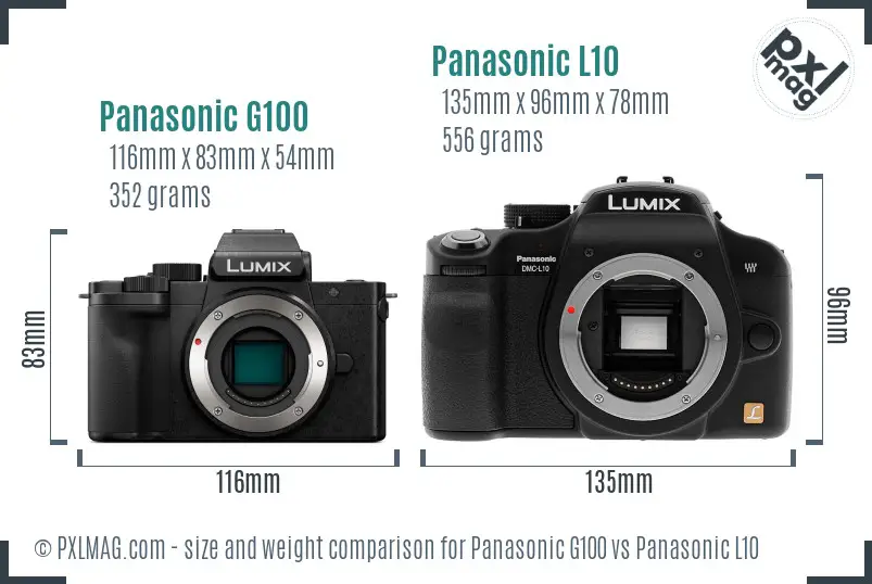 Panasonic G100 vs Panasonic L10 size comparison