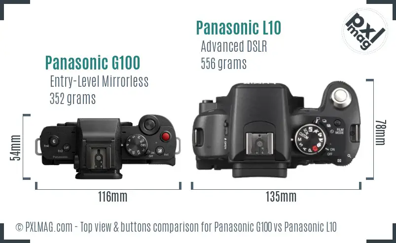 Panasonic G100 vs Panasonic L10 top view buttons comparison