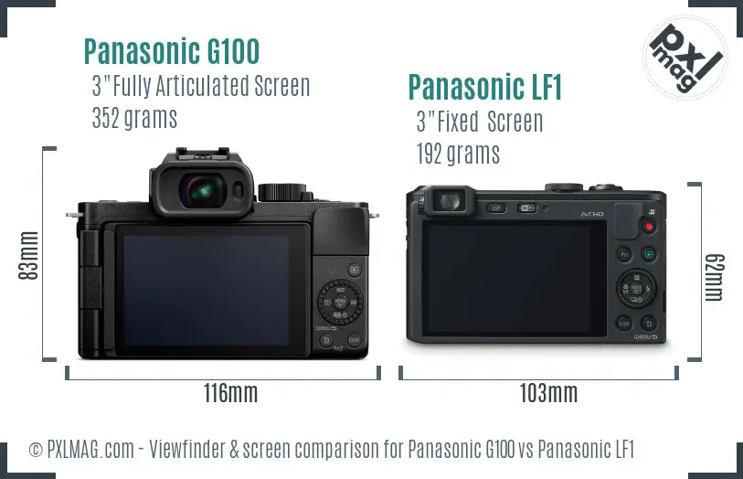 Panasonic G100 vs Panasonic LF1 Screen and Viewfinder comparison