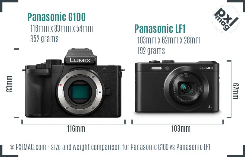 Panasonic G100 vs Panasonic LF1 size comparison