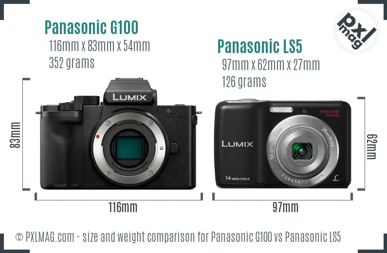 Panasonic G100 vs Panasonic LS5 size comparison Panasonic G100 vs Panasonic LS5 size comparison