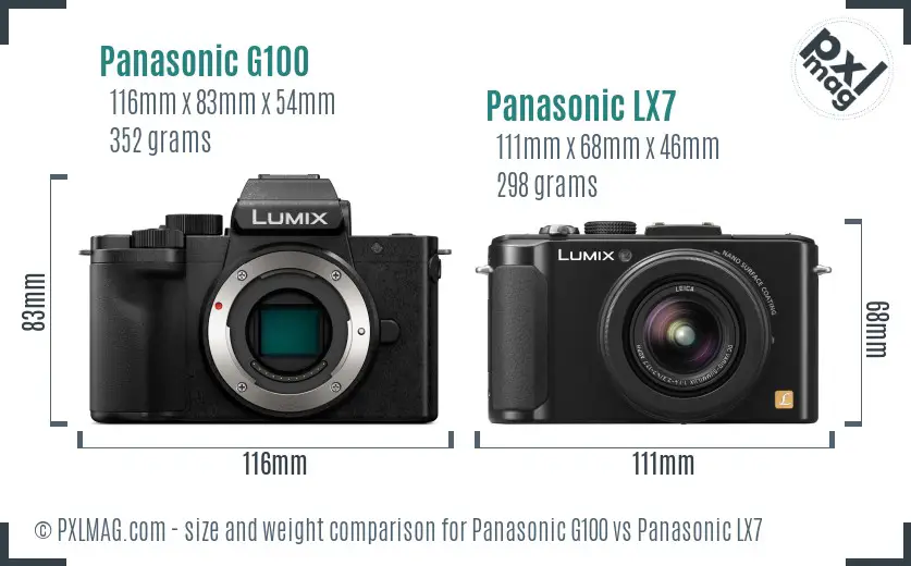 Panasonic G100 vs Panasonic LX7 size comparison Panasonic G100 vs Panasonic LX7 size comparison