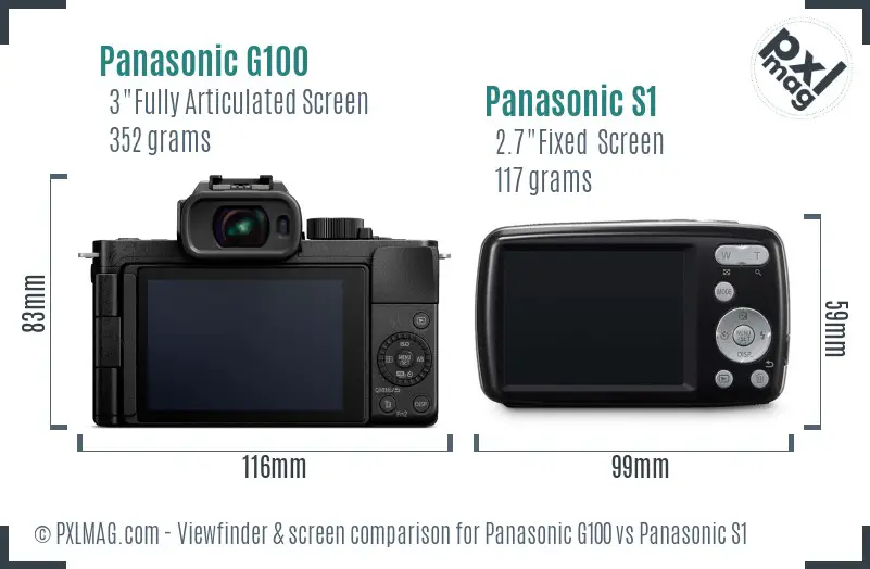 Panasonic G100 vs Panasonic S1 Screen and Viewfinder comparison