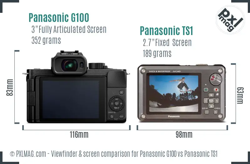 Panasonic G100 vs Panasonic TS1 Screen and Viewfinder comparison