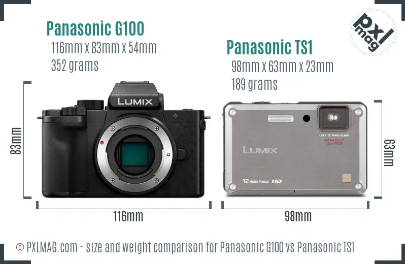 Panasonic G100 vs Panasonic TS1 size comparison