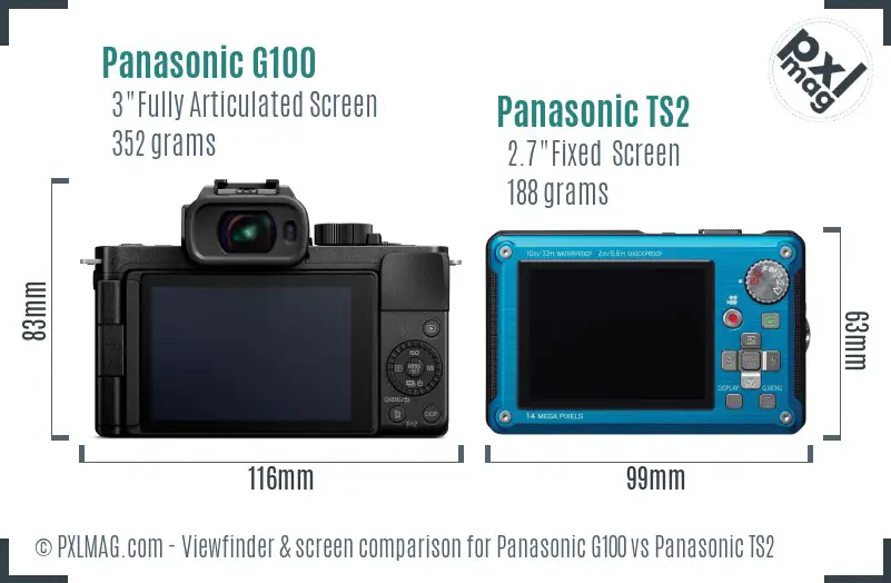 Panasonic G100 vs Panasonic TS2 Screen and Viewfinder comparison Panasonic G100 vs Panasonic TS2 Screen and Viewfinder comparison