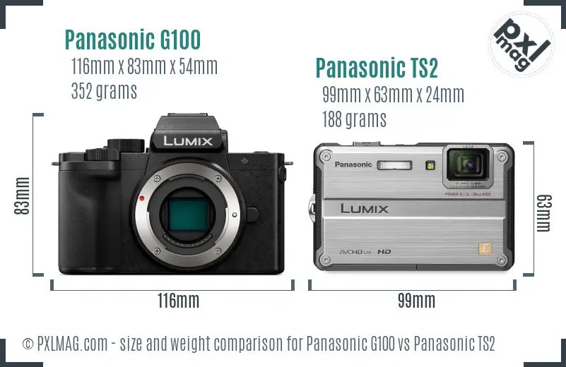 Panasonic G100 vs Panasonic TS2 size comparison