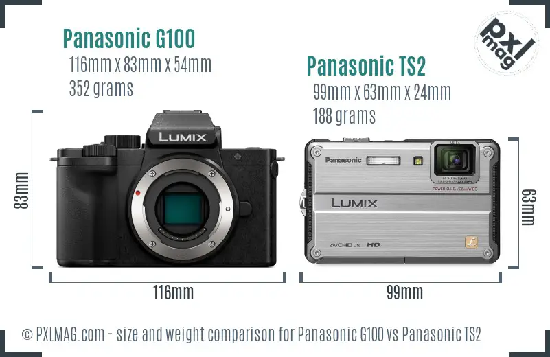 Panasonic G100 vs Panasonic TS2 size comparison Panasonic G100 vs Panasonic TS2 size comparison