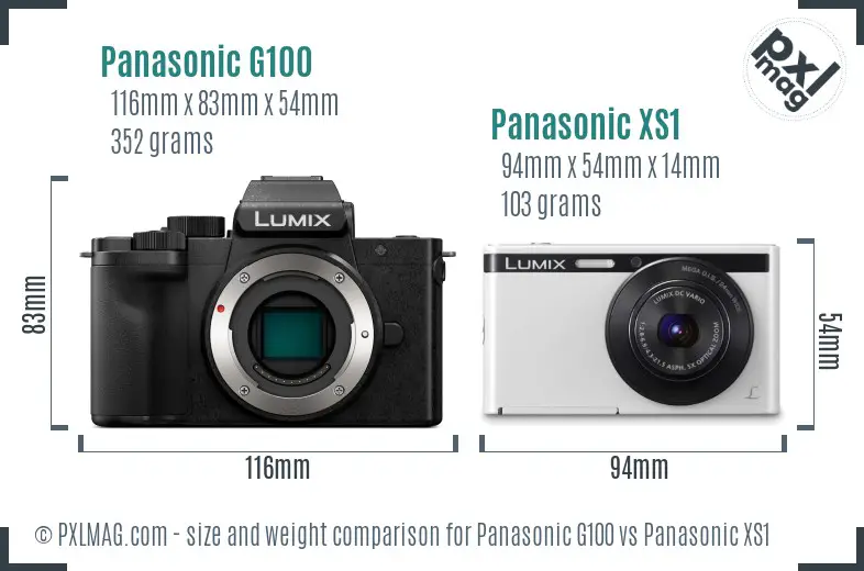 Panasonic G100 vs Panasonic XS1 size comparison