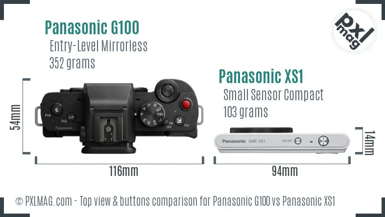 Panasonic G100 vs Panasonic XS1 top view buttons comparison