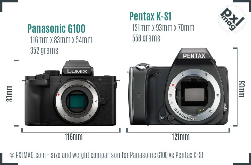 Panasonic G100 vs Pentax K-S1 size comparison
