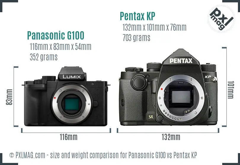 Panasonic G100 vs Pentax KP size comparison