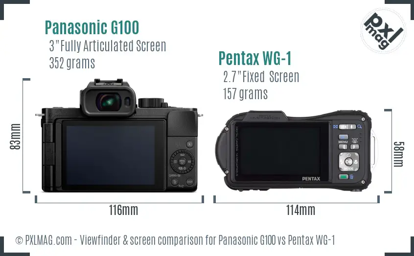 Panasonic G100 vs Pentax WG-1 Screen and Viewfinder comparison