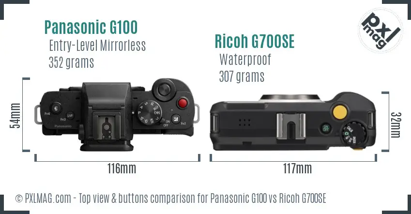 Panasonic G100 vs Ricoh G700SE top view buttons comparison