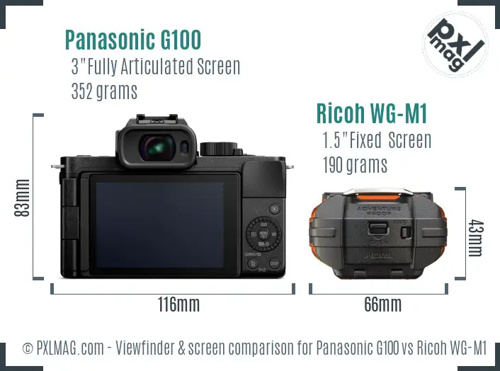 Panasonic G100 vs Ricoh WG-M1 Screen and Viewfinder comparison Panasonic G100 vs Ricoh WG-M1 Screen and Viewfinder comparison