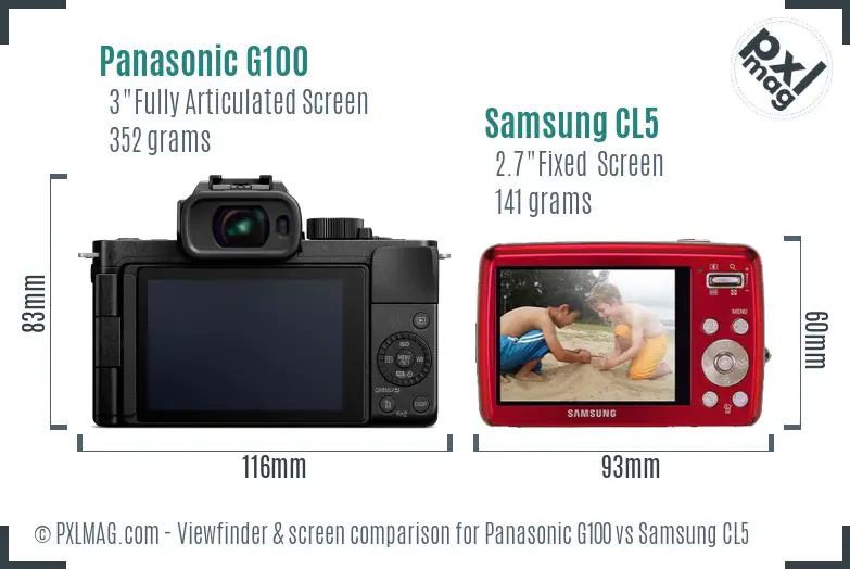 Panasonic G100 vs Samsung CL5 Screen and Viewfinder comparison Panasonic G100 vs Samsung CL5 Screen and Viewfinder comparison