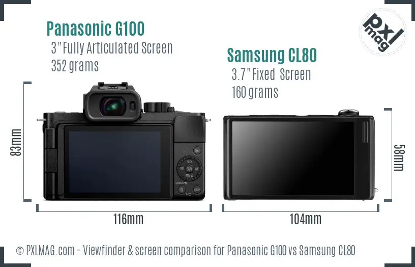 Panasonic G100 vs Samsung CL80 Screen and Viewfinder comparison Panasonic G100 vs Samsung CL80 Screen and Viewfinder comparison