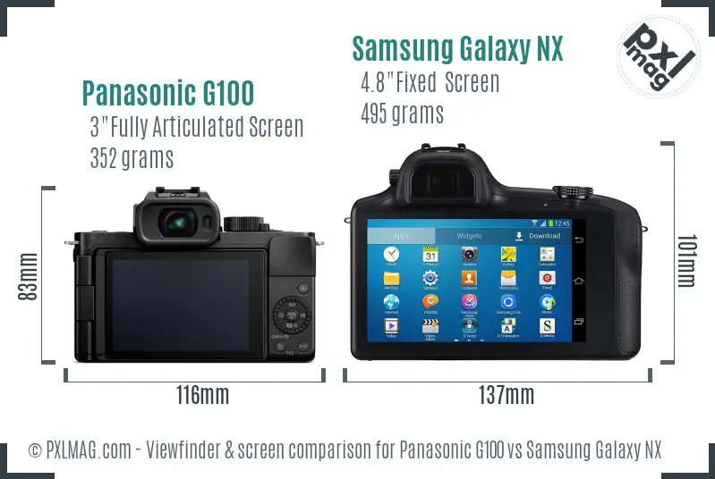 Panasonic G100 vs Samsung Galaxy NX Screen and Viewfinder comparison