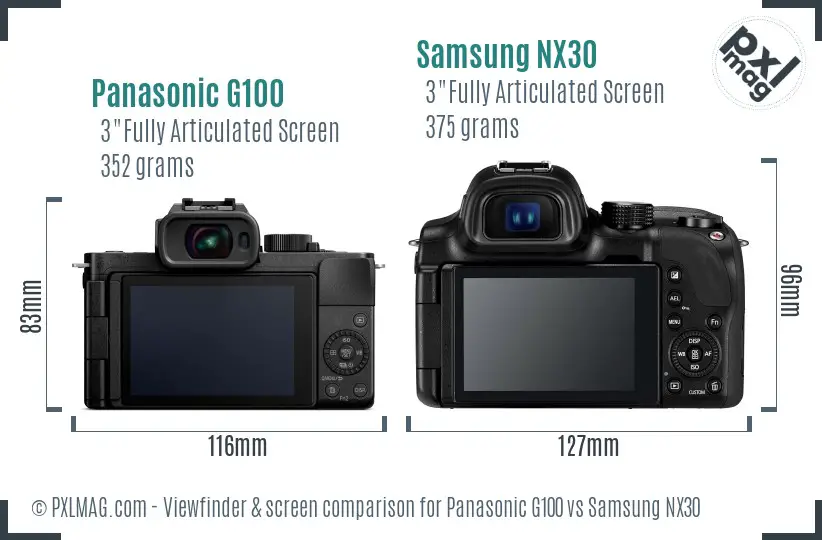Panasonic G100 vs Samsung NX30 Screen and Viewfinder comparison