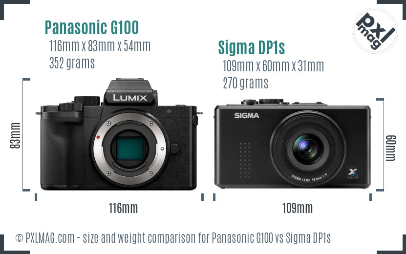 Panasonic G100 vs Sigma DP1s size comparison Panasonic G100 vs Sigma DP1s size comparison