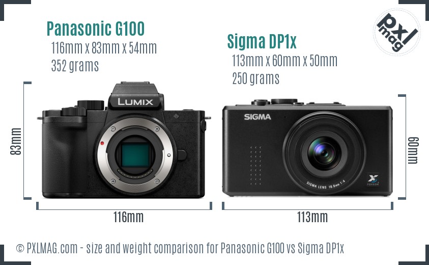Panasonic G100 vs Sigma DP1x size comparison Panasonic G100 vs Sigma DP1x size comparison