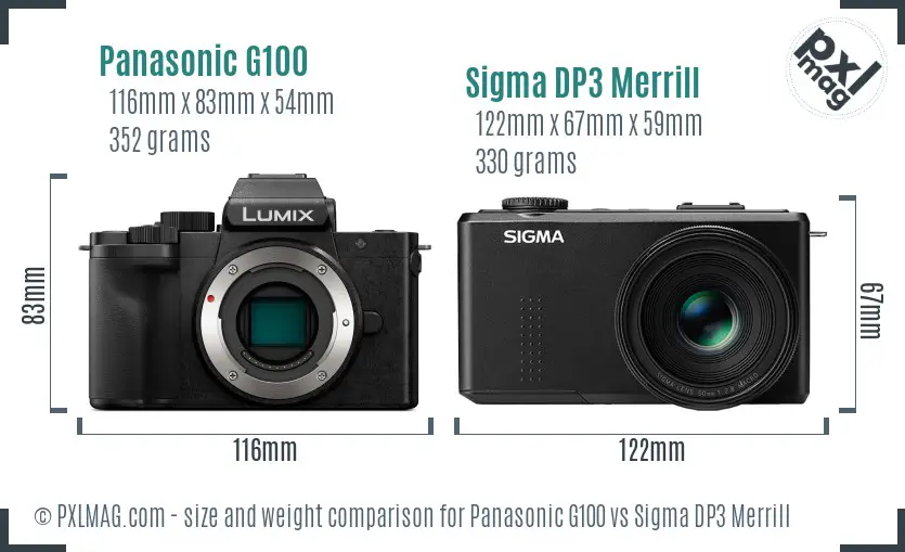 Panasonic G100 vs Sigma DP3 Merrill size comparison Panasonic G100 vs Sigma DP3 Merrill size comparison