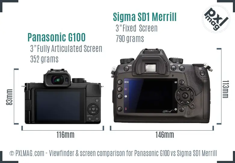 Panasonic G100 vs Sigma SD1 Merrill Screen and Viewfinder comparison Panasonic G100 vs Sigma SD1 Merrill Screen and Viewfinder comparison
