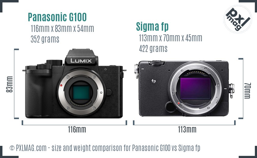 Panasonic G100 vs Sigma fp size comparison Panasonic G100 vs Sigma fp size comparison