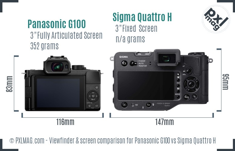 Panasonic G100 vs Sigma Quattro H Screen and Viewfinder comparison
