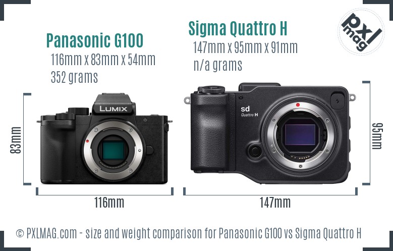 Panasonic G100 vs Sigma Quattro H size comparison Panasonic G100 vs Sigma Quattro H size comparison