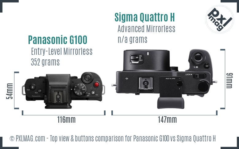 Panasonic G100 vs Sigma Quattro H top view buttons comparison