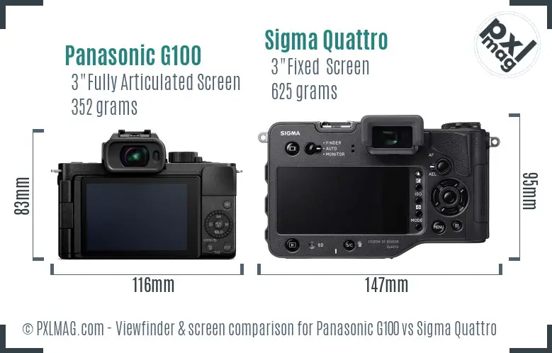 Panasonic G100 vs Sigma Quattro Screen and Viewfinder comparison Panasonic G100 vs Sigma Quattro Screen and Viewfinder comparison
