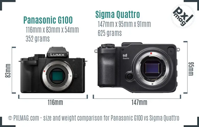 Panasonic G100 vs Sigma Quattro size comparison Panasonic G100 vs Sigma Quattro size comparison