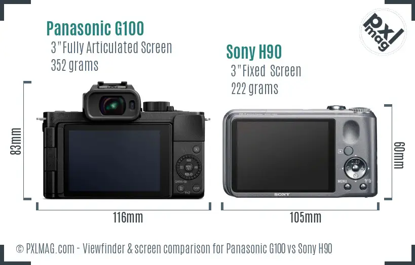 Panasonic G100 vs Sony H90 Screen and Viewfinder comparison