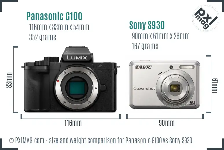Panasonic G100 vs Sony S930 size comparison
