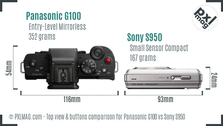 Panasonic G100 vs Sony S950 top view buttons comparison