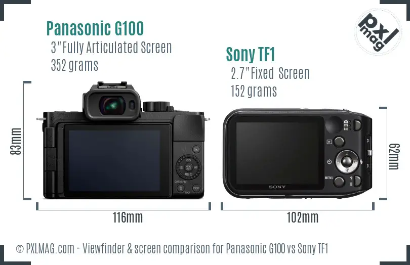 Panasonic G100 vs Sony TF1 Screen and Viewfinder comparison