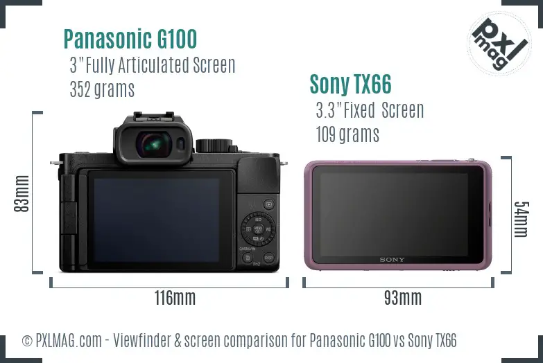 Panasonic G100 vs Sony TX66 Screen and Viewfinder comparison