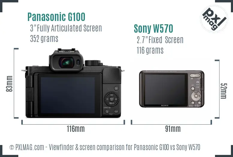 Panasonic G100 vs Sony W570 Screen and Viewfinder comparison