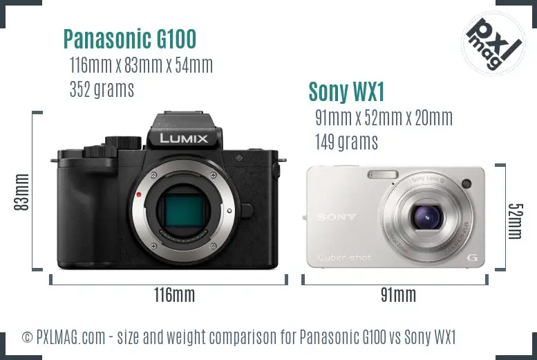 Panasonic G100 vs Sony WX1 size comparison