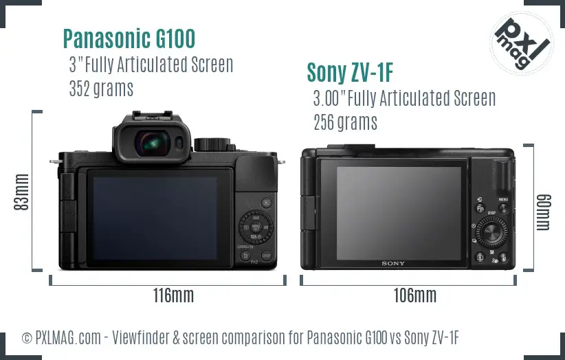 Panasonic G100 vs Sony ZV-1F Screen and Viewfinder comparison Panasonic G100 vs Sony ZV-1F Screen and Viewfinder comparison