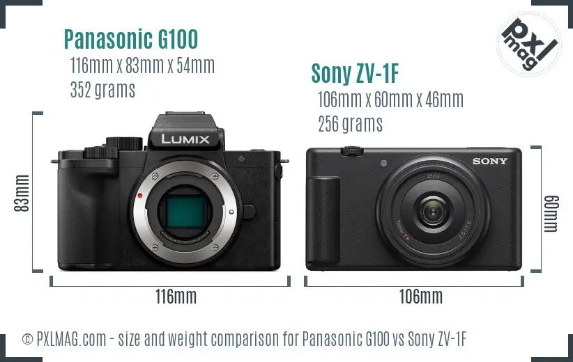 Panasonic G100 vs Sony ZV-1F size comparison Panasonic G100 vs Sony ZV-1F size comparison