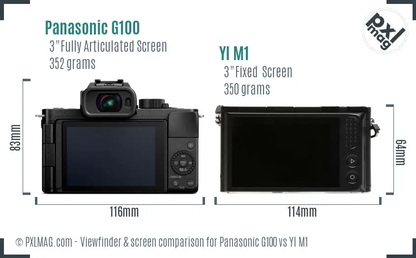 Panasonic G100 vs YI M1 Screen and Viewfinder comparison