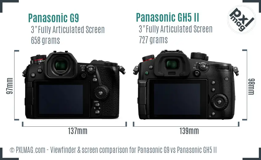 Panasonic G9 vs Panasonic GH5 II Screen and Viewfinder comparison
