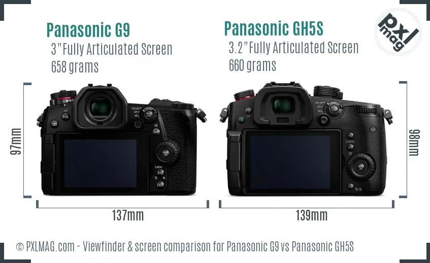 Panasonic G9 vs Panasonic GH5S Screen and Viewfinder comparison