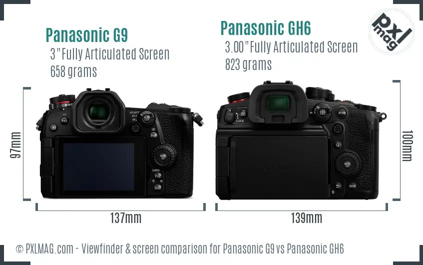 Panasonic G9 vs Panasonic GH6 Screen and Viewfinder comparison