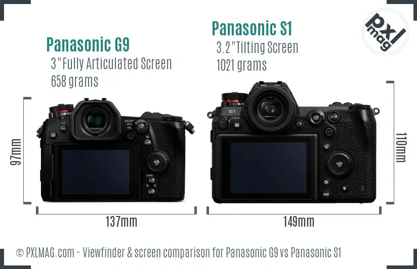 Panasonic G9 vs Panasonic S1 Screen and Viewfinder comparison