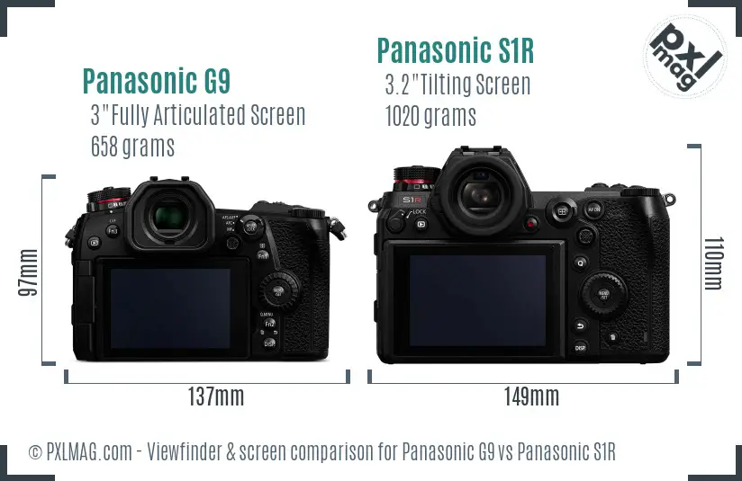 Panasonic G9 vs Panasonic S1R Screen and Viewfinder comparison