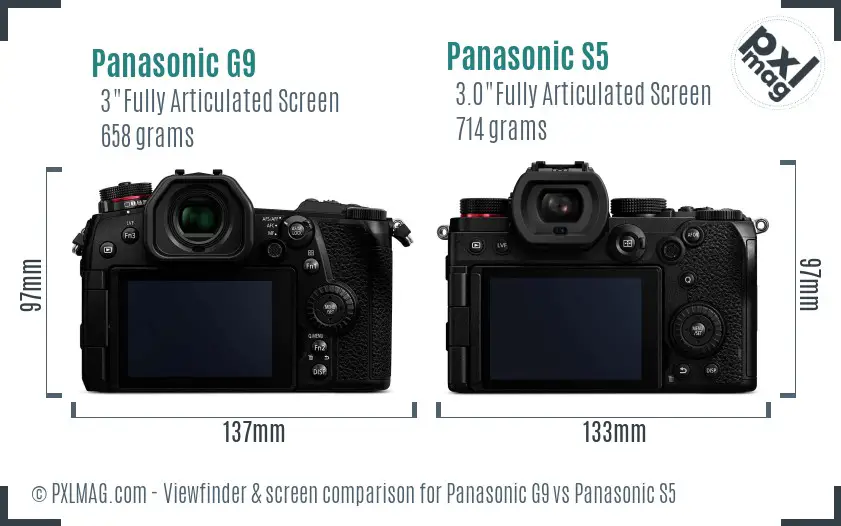 Panasonic G9 vs Panasonic S5 Screen and Viewfinder comparison