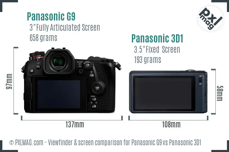 Panasonic G9 vs Panasonic 3D1 Screen and Viewfinder comparison